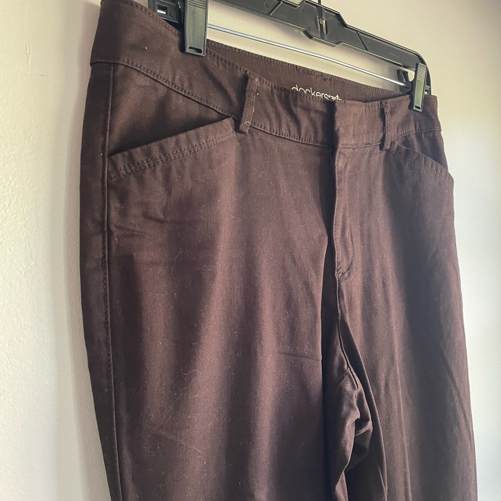 Dockers Women's Dark Brown Straight Leg Trousers Size 10 - Picture 2 of 5